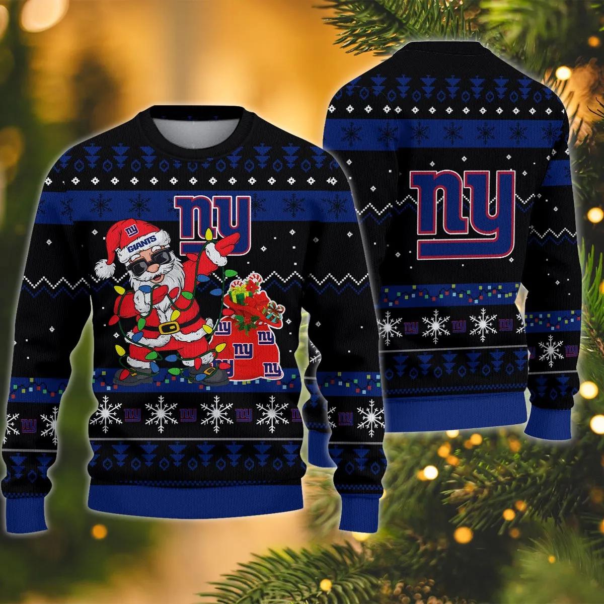 New York Giants Santa Claus Dabbing  Ugly Christmas Sweater, NFL Christmas Sweater Moonbestprint