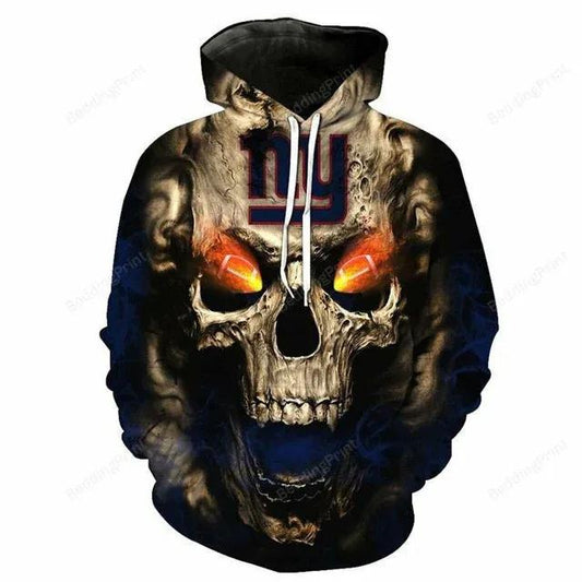 New York Giants Skull 3D Hoodie, NFL Hoodie Moonbestprint