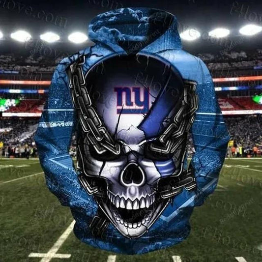 New York Giants Skull Logo 3D Hoodie, NFL Hoodie Moonbestprint