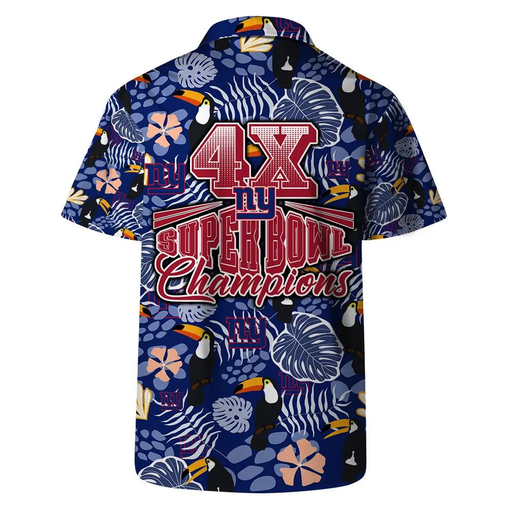 New York Giants Team Logo Pattern Champions Hawaiian Shirt, NFL Hawaiian Shirt Moonbestprint