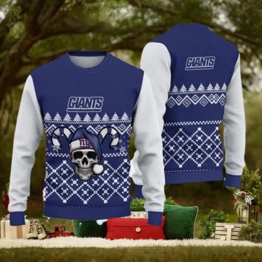New York Giants Ugly Christmas Skull Ugly Christmas Sweater, NFL Chritsmas Sweater Moonbestprint