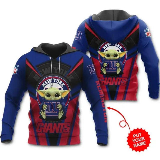 New York Giants Yoda Hug Personalized 3D Hoodie, NFL Hoodie Moonbestprint