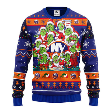 New York Islanders 12 Grinch Xmas Day Ugly Christmas Sweater Moonbestprint