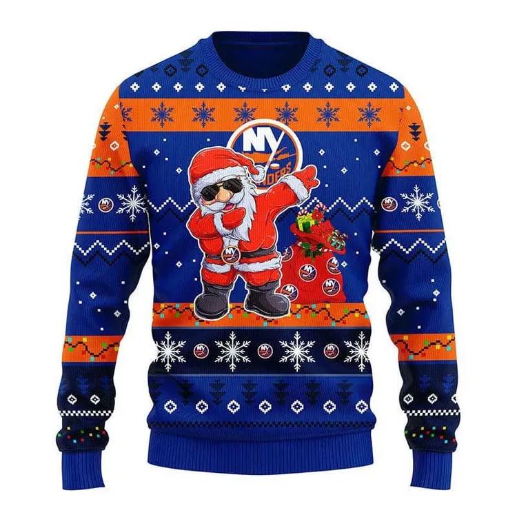 New York Islanders Dabbing Santa Claus Ugly Christmas Sweater, NHL Christmas Sweater Moonbestprint