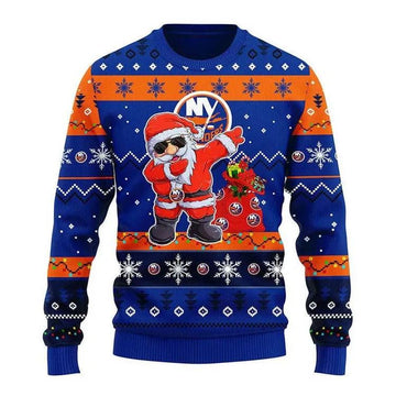 New York Islanders Dabbing Santa Claus Ugly Christmas Sweater, NHL Christmas Sweater Moonbestprint