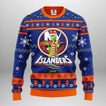 New York Islanders Funny Grinch Ugly Christmas Sweater Moonbestprint