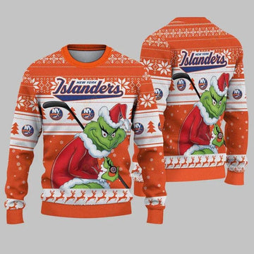 New York Islanders Grinch Stolen Ugly Christmas Sweater, NHL Christmas Sweater Moonbestprint