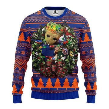 New York Islanders Groot Hug Ugly Christmas Sweater, NHL Christmas Sweater Moonbestprint