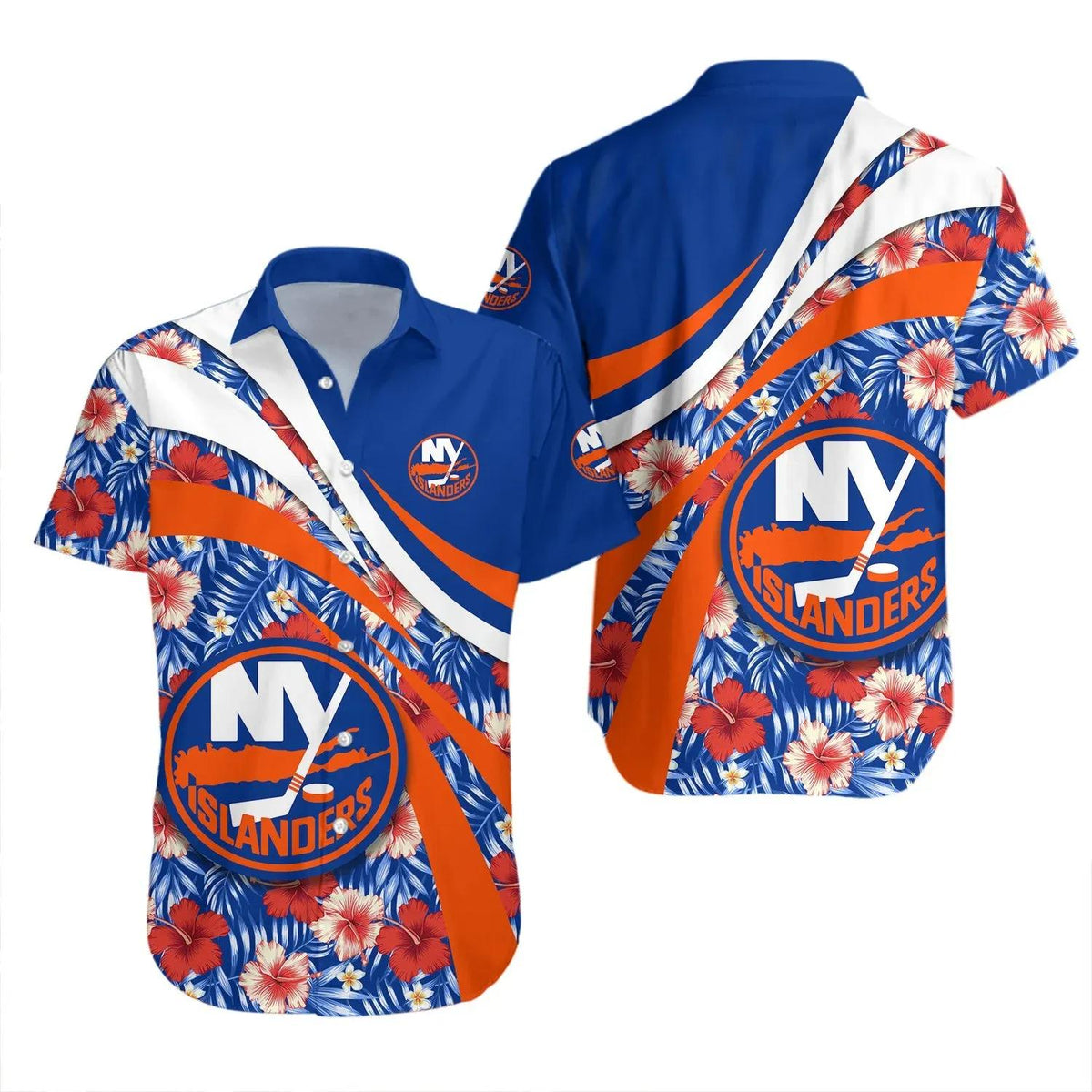 New York Islanders Hawaiian Shirt Hibiscus Sport Style - NHL 1, NHL Hawaiian Shirt Moonbestprint