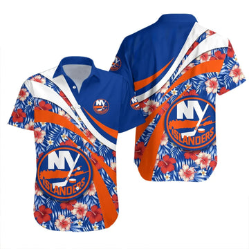 New York Islanders Hawaiian Shirt Hibiscus Sport Style - NHL 1, NHL Hawaiian Shirt Moonbestprint