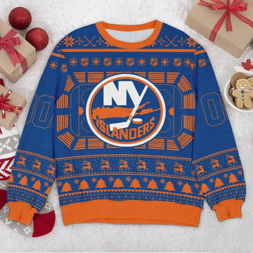 New York Islanders NHL Custom Ugly Christmas Sweater, NHL Christmas Sweater Moonbestprint