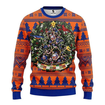 New York Islanders Tree Ball Ugly Christmas Sweater, NHL Christmas Sweater Moonbestprint