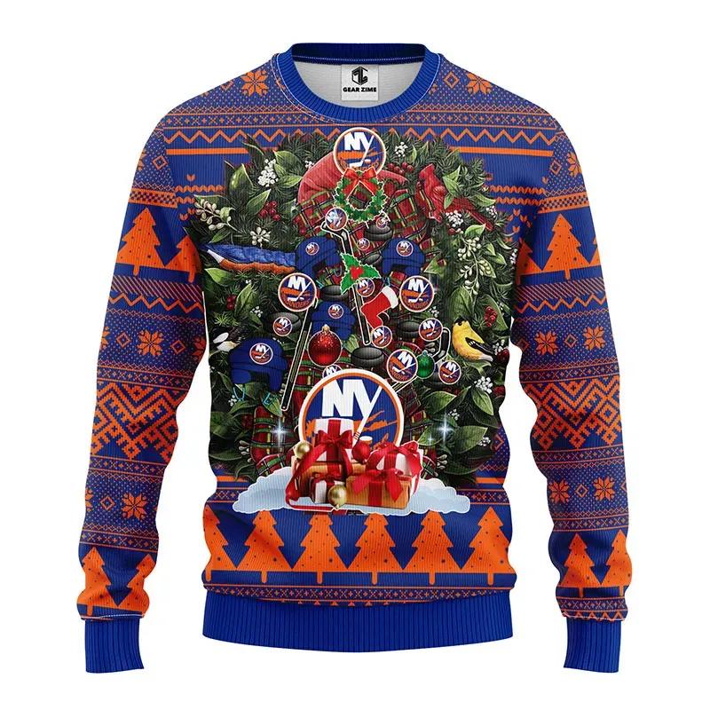 New York Islanders Tree Christmas Ugly Sweater, NHL Christmas Sweater Moonbestprint