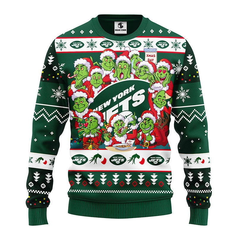 New York Jets 12 Grinch Xmas Day Ugly Christmas Sweater Moonbestprint