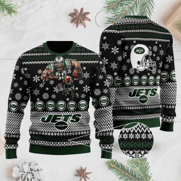 New York Jets 3D Ugly Christmas Sweater, NFL Christmas Sweater Moonbestprint