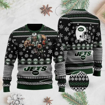 New York Jets 3D Ugly Christmas Sweater, NFL Christmas Sweater Moonbestprint