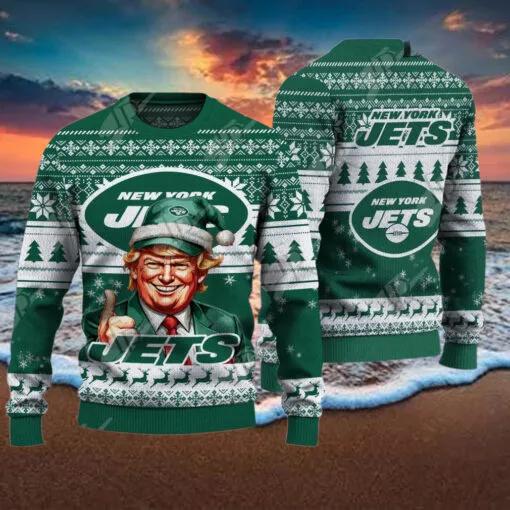 New York Jets Christmas Donald Trump Ugly Christmas Sweater, NFL Chritsmas Sweater Moonbestprint