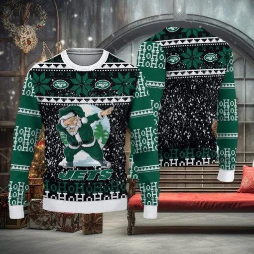 New York Jets Dabbing Santa Ugly Christmas Sweater, NFL Chritsmas Sweater Moonbestprint