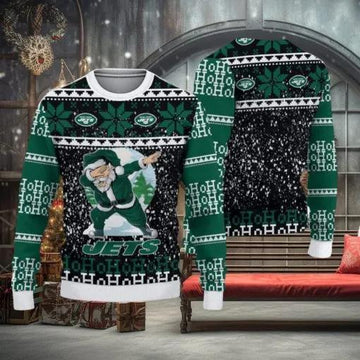 New York Jets Dabbing Santa Ugly Christmas Sweater, NFL Chritsmas Sweater Moonbestprint