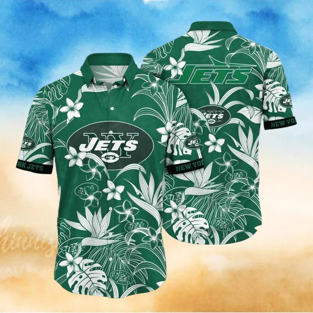 New York Jets Green Background Hawaiian Shirt, NFL Hawaiian Shirt Moonbestprint