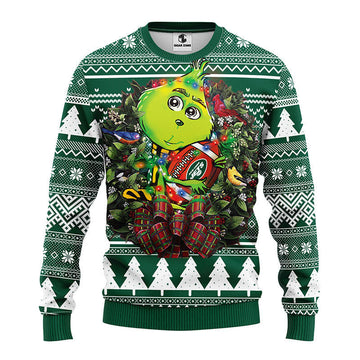 New York Jets Grinch Hug Ugly Christmas Sweater Moonbestprint