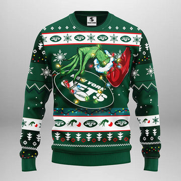 New York Jets Grinch Ugly Christmas Sweater Moonbestprint