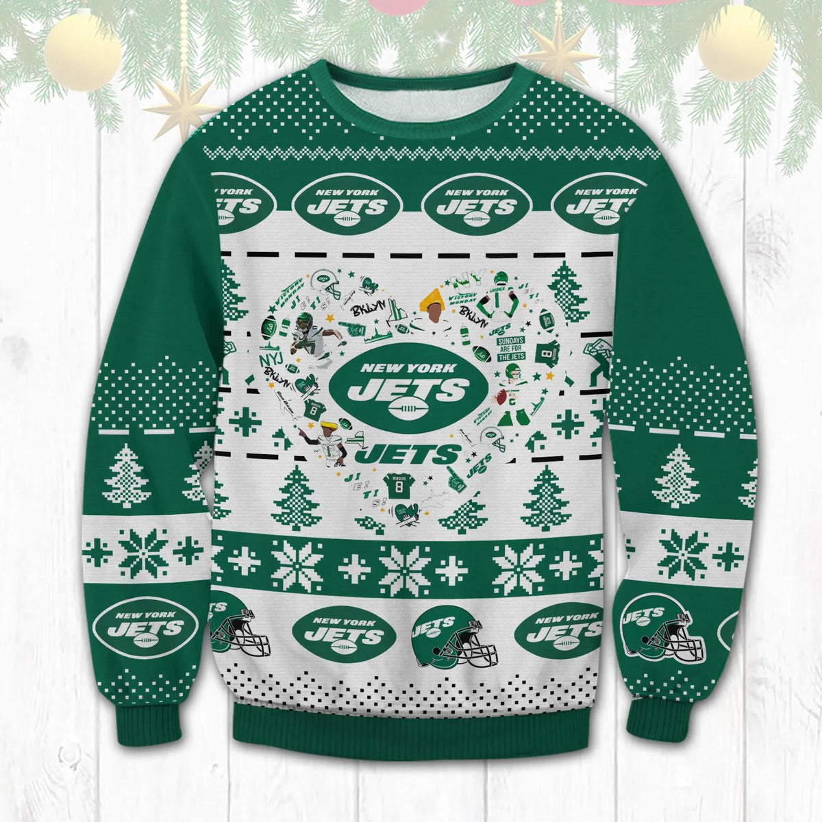 New York Jets NFL Ugly Christmas Sweater, NFL Christmas Sweater Moonbestprint