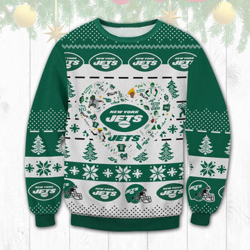New York Jets NFL Ugly Christmas Sweater, NFL Christmas Sweater Moonbestprint