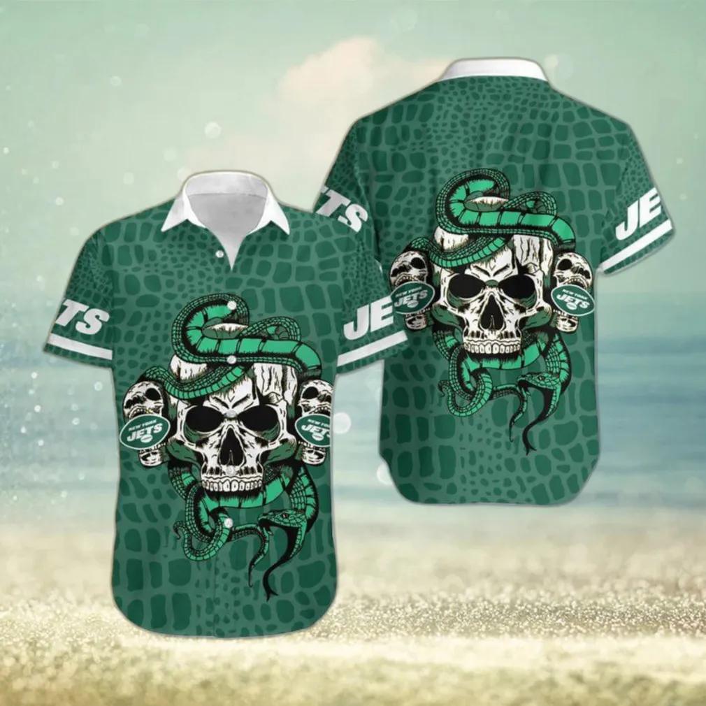New York Jets Snake And Skull Octopus Hawaiian Shirt, NFL Hawaiian Shirt Moonbestprint
