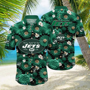 New York Jets Special Floral Summer 3D Hawaiian Shirt, NFL Hawaiian Shirt Moonbestprint