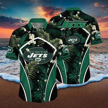 New York Jets Tropical Pattern Hawaiian Shirt, NFL Hawaiian Shirt Moonbestprint