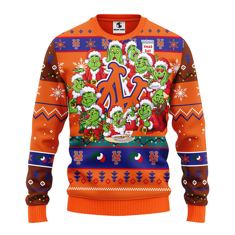 New York Mets 12 Grinch Xmas Day Ugly Christmas Sweater Moonbestprint