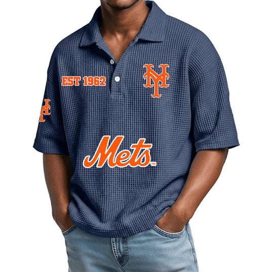 EST 1962 New York Mets Waffle Polo Shirt - Moonbestprint
