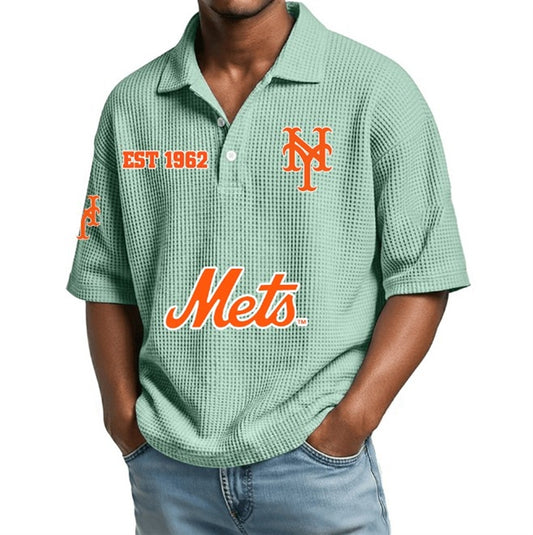 EST 1962 New York Mets Waffle Polo Shirt - Moonbestprint