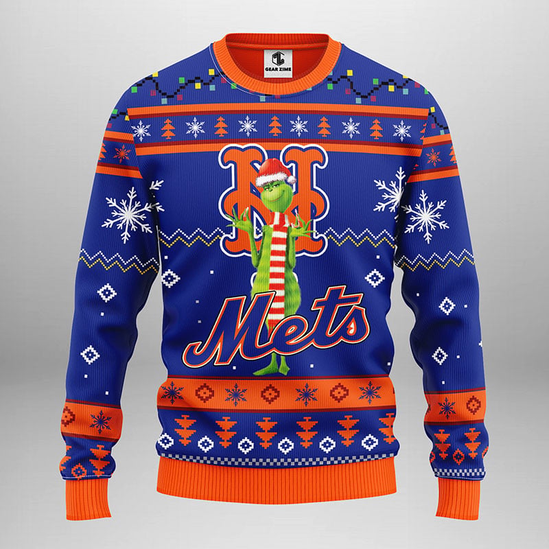 New York Mets Funny Grinch Ugly Christmas Sweater Moonbestprint