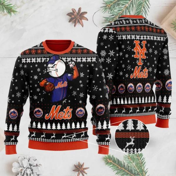 New York Mets Mascot Ugly Christmas Sweater, MLB Christmas Sweater Moonbestprint