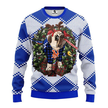 New York Mets Pub Dog Ugly Christmas Sweater, MLB Christmas Sweater Moonbestprint