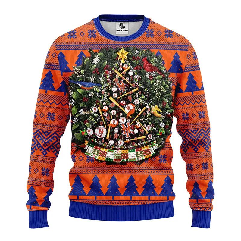 New York Mets Tree Ball Ugly Christmas Sweater, MLB Christmas Sweater Moonbestprint