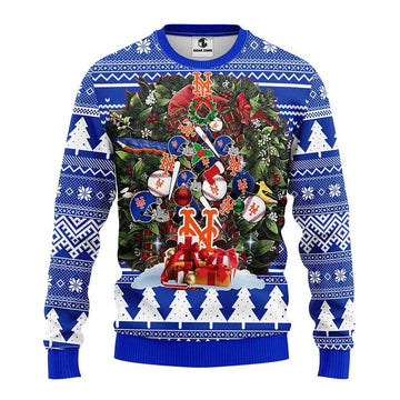 New York Mets Tree Christmas Ugly Sweater, MLB Christmas Sweater Moonbestprint