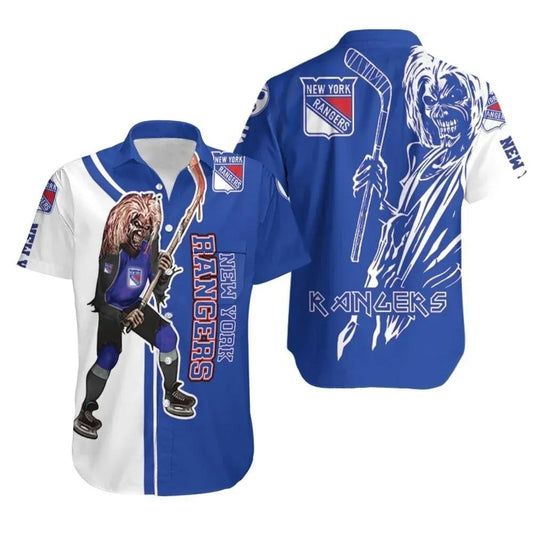 New York Rangers And Zombie For Fan Hawaiian Shirt, NHL Hawaiian Shirt Moonbestprint