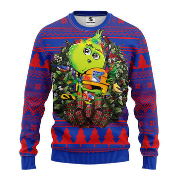 New York Rangers Grinch Hug Ugly Christmas Sweater Moonbestprint