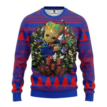 New York Rangers Groot Hug Ugly Christmas Sweater, NHL Christmas Sweater Moonbestprint