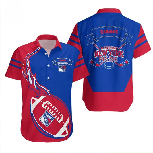 New York Rangers Hawaii Shirt Flame Ball, NHL Hawaiian Shirt Moonbestprint