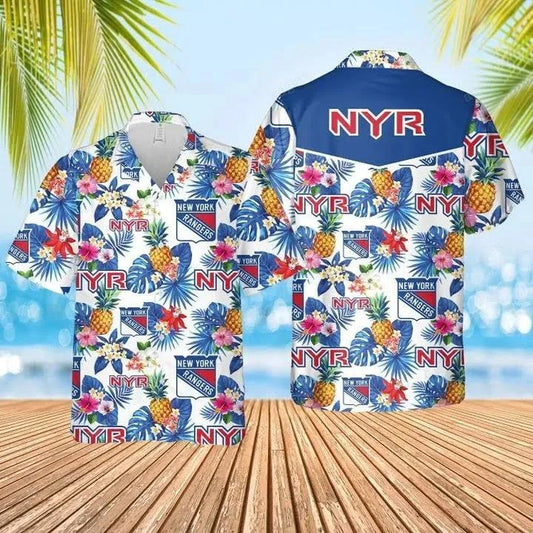 New York Rangers Hawaiian Shirt, Beach Shorts, NHL Hawaiian Shirt Moonbestprint