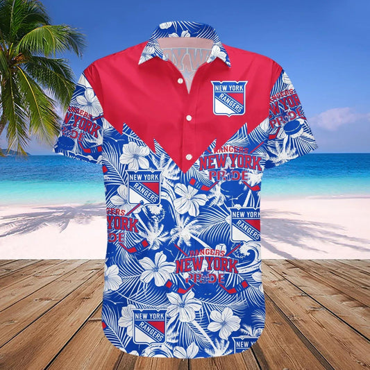 New York Rangers Hawaiian Shirt Tropical Seamless- NHL, NHL Hawaiian Shirt Moonbestprint