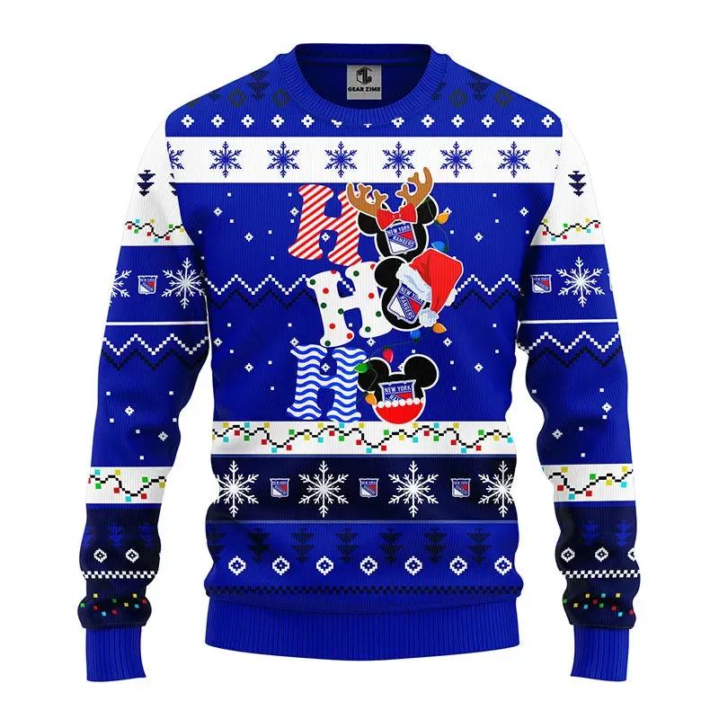 New York Rangers Hohoho Ugly Christmas Sweater, NHL Christmas Sweater Moonbestprint