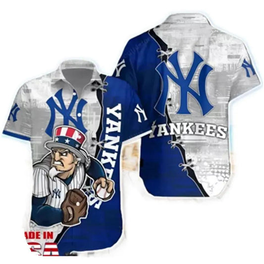 New York Team Yankeess Mascot Hawaiian Shirt, MLB Hawaiian Shirt Moonbestprint