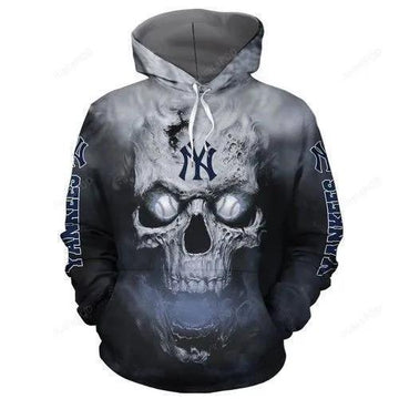 New York Yankees Baseball Skull 3D Hoodie, MLB Hoodie Moonbestprint