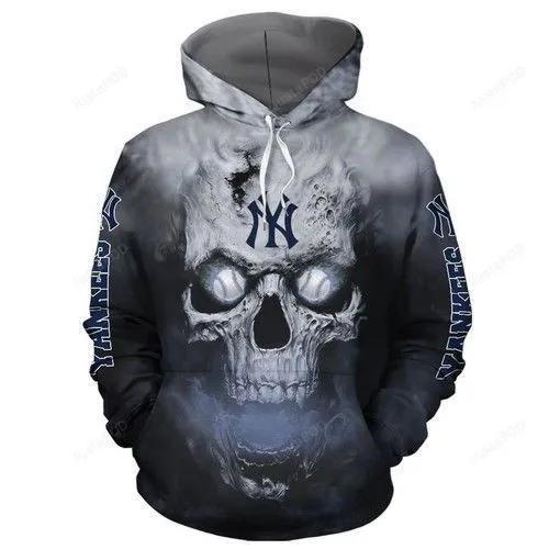 New York Yankees Baseball Skull 3D Hoodie, MLB Hoodie Moonbestprint