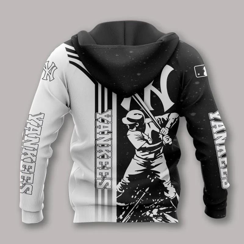 New York Yankees Black And White All Over Print Hoodie 1, MLB Hoodie Moonbestprint